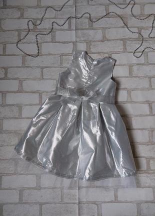 Нарядное платье на девочку серебристое серебряное5 фото