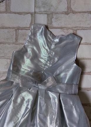 Нарядное платье на девочку серебристое серебряное6 фото