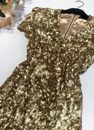Шикарна золота сукня в паєтки від french connection4 фото