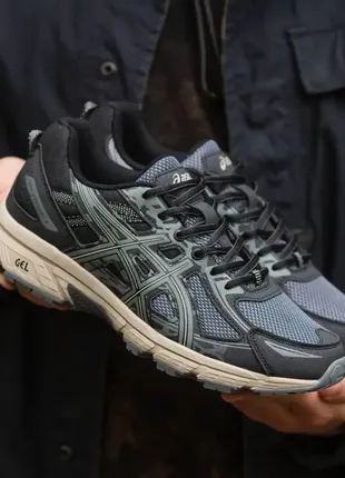 Демисезон термо кроссовки asics gel venture 6 black beige