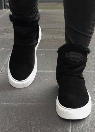 Мужские зимние кожаные ботинки/угги на меху