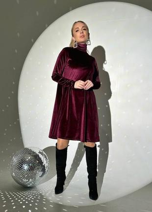 Платье женская мини короткая бархатная нарядная новогодняя на новый год корпоратив красивая черная бордовая красная свободная для беременных батал6 фото