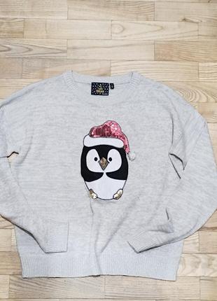 Новогодний свитер, кофта с пингвином, свитшот