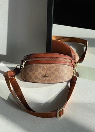 👜 coach leather signature belt bag, tan/rust3 фото