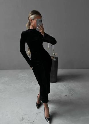 Оксамитова чорна сукня елегантна платье мили черное элегантное2 фото
