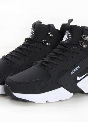 Зимние теромо кроссовки nike huarache acronym "black/white"