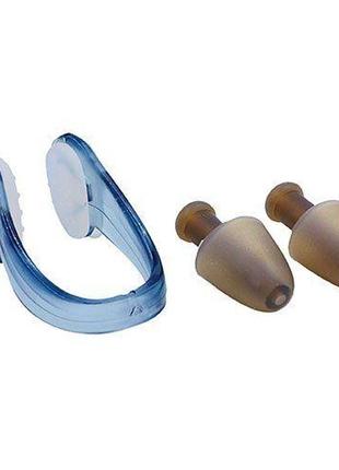 Беруші для плавання та затискач для носа у футлярі hn-2 синій (60508045)