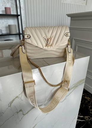 Сумка vuitton new wave multi pochette beige9 фото