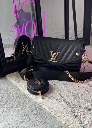 Сумка louis vuitton new wave multi pochette black6 фото