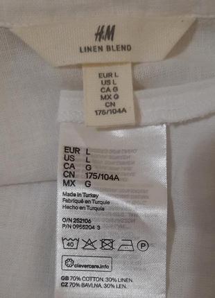 Рубашка h&m linen blend хлопок лен льняная сорочка блуза7 фото