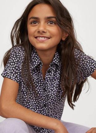 10-11/11-12/12-13 років h&m нова фірмова натуральна блуза блузка з вузлом знизу