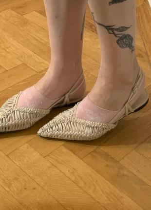Туфлі балетки відкриті літні з гострим носком3 фото