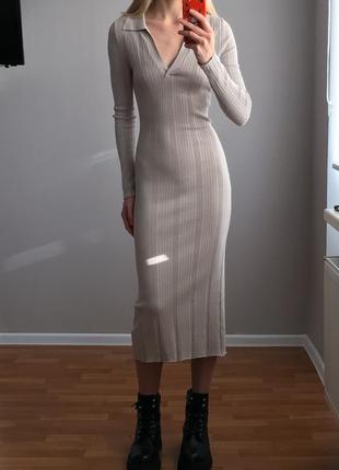 Платье поло трикотажное миди длинное h&m1 фото