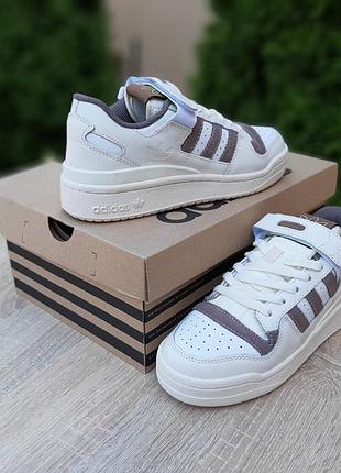 Adidas forum low бежевые с коричневым кожа/замша