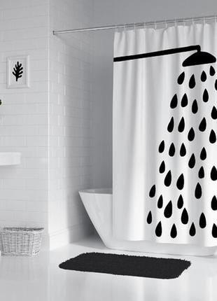Стильна шторка для ванни з принтом1 фото