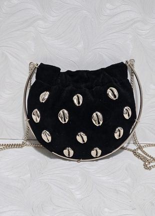 Красива замшева сумочка з ракушками від zara, оригінал