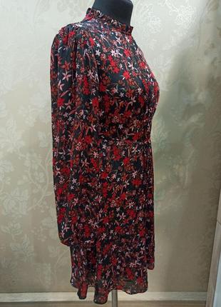 Сукня плаття сатинове в квітковий принт довгий рукав з гарною горловиною, primark5 фото