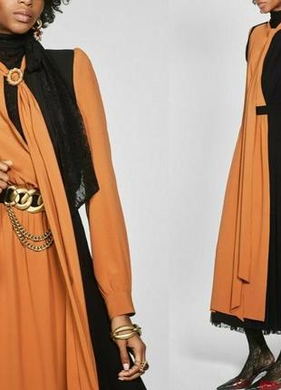 Новое длинное комбинированное платье zara
