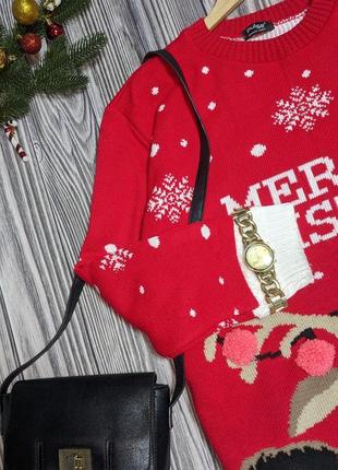 Красный новогодний свитер с оленем pulse #30682 фото