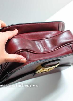 Винтажная кожаная сумка 1970-х  celine horse carriage shoulder bag  оригинал!8 фото