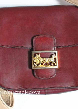 Винтажная кожаная сумка 1970-х  celine horse carriage shoulder bag  оригинал!4 фото