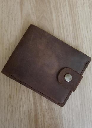 Кошелек мужской кожаный с монетницей коричневый винтаж2 фото