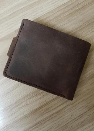 Кошелек мужской кожаный с монетницей коричневый винтаж4 фото