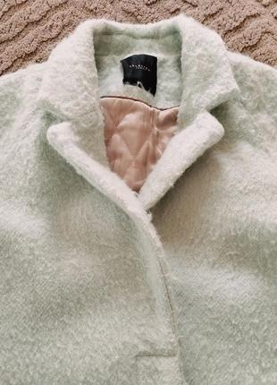 Пальто шерстянное зимние мятного цвета4 фото