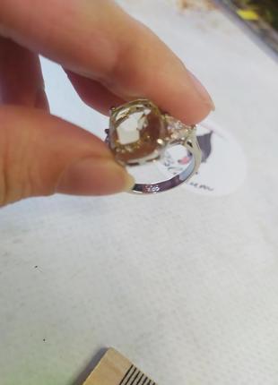 Кольцо 925 пройа серебро с крупным кристаллом3 фото
