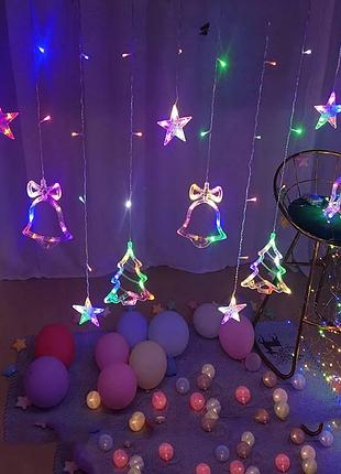 Гирлянда штора 3*0.6м на батарейках и от сети usb подключения