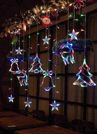 Гирлянда штора 3*0.6м на батарейках и от сети usb подключения