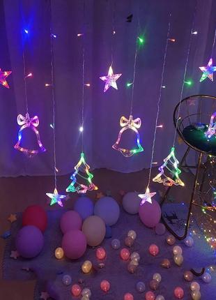 Гирлянда штора 3*0.6м на батарейках и от сети usb подключения