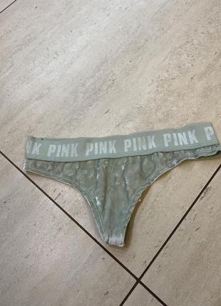 Victoria's secret pink logo velvet thong трусики стринги классные стильные удобные практичные3 фото