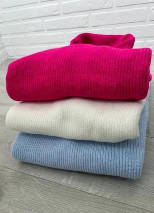 Вязаный свитер туника под горло оверсайз мирер голубой белый бежевый розовый зеленый трендовый трендовый стильный8 фото