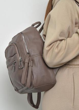 Женский рюкзак черного цвета цвета мокко7 фото