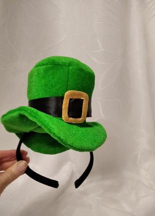 Обруч зеленый шляпка лошадка прыгающая лягушка кузнечик подружки санты, ободок шляпка помощницы санта клаус шляпа3 фото