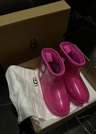 Ugg clear mini classic pink розовые агги угги угг силикон
