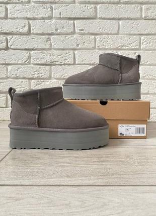 Угги угги угги угги ugg classic ultra mini platform'moss green'2 фото