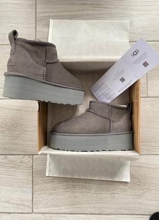 Угги угги угги угги ugg classic ultra mini platform'moss green'5 фото