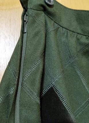 Спідниця міді в ромби на підкладці grandma юбка вовняна з оксамитовими ромбами3 фото
