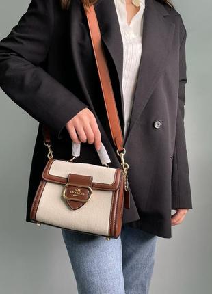 Женская сумка coach hero shoulder bag in signature canvas8 фото