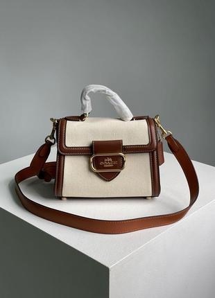 Женская сумка coach hero shoulder bag in signature canvas6 фото