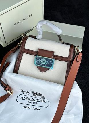 Женская сумка coach hero shoulder bag in signature canvas4 фото