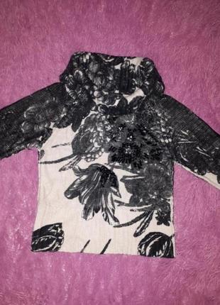 Новий розкішний светр monari 🖤 графічний принт квіти декорований намистинами.3 фото