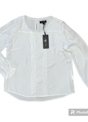 Блузка белая женская, блузка с кружевом, блузка однотонная, блузка в офис,  женская блузка