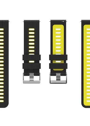 Ремешок силиконовый для часов 22 мм gt3 черный с желтым5 фото