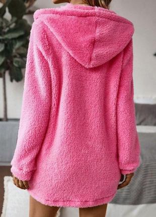 Пижама женская топ шорты на высокой посадке оверсайз халат с капишоном качественная стильная мягкая розовая бежевая6 фото