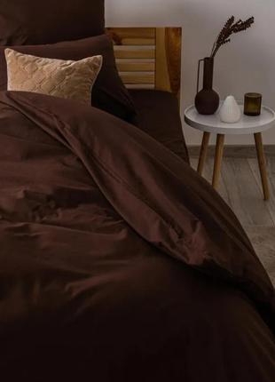 Шоколадная натуральная хлопковая ранфорс постель полуторная/двухспальная/евро/семейная3 фото