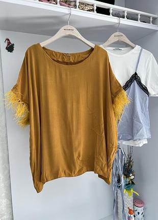 Крутая блузка батал с перьями marks & spencer