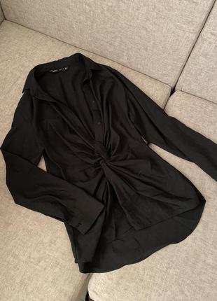 Рубашка zara с драпировкой